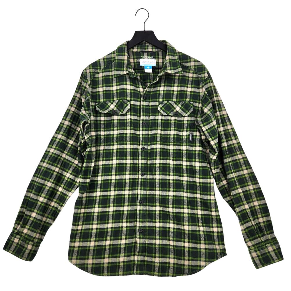 Columbia Men's Button Flannel Shirt Omni-Wick Size Medium Plaid Outdoors Hiking